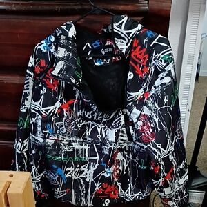 Graffiti Print Black Hoodie